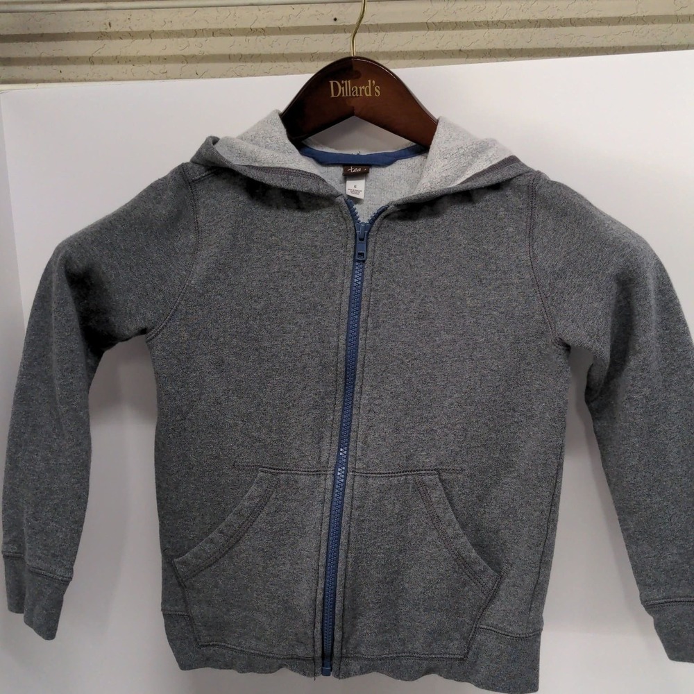 Tea Collection Zip-Up Gray Hooded‎ Sweatshirt